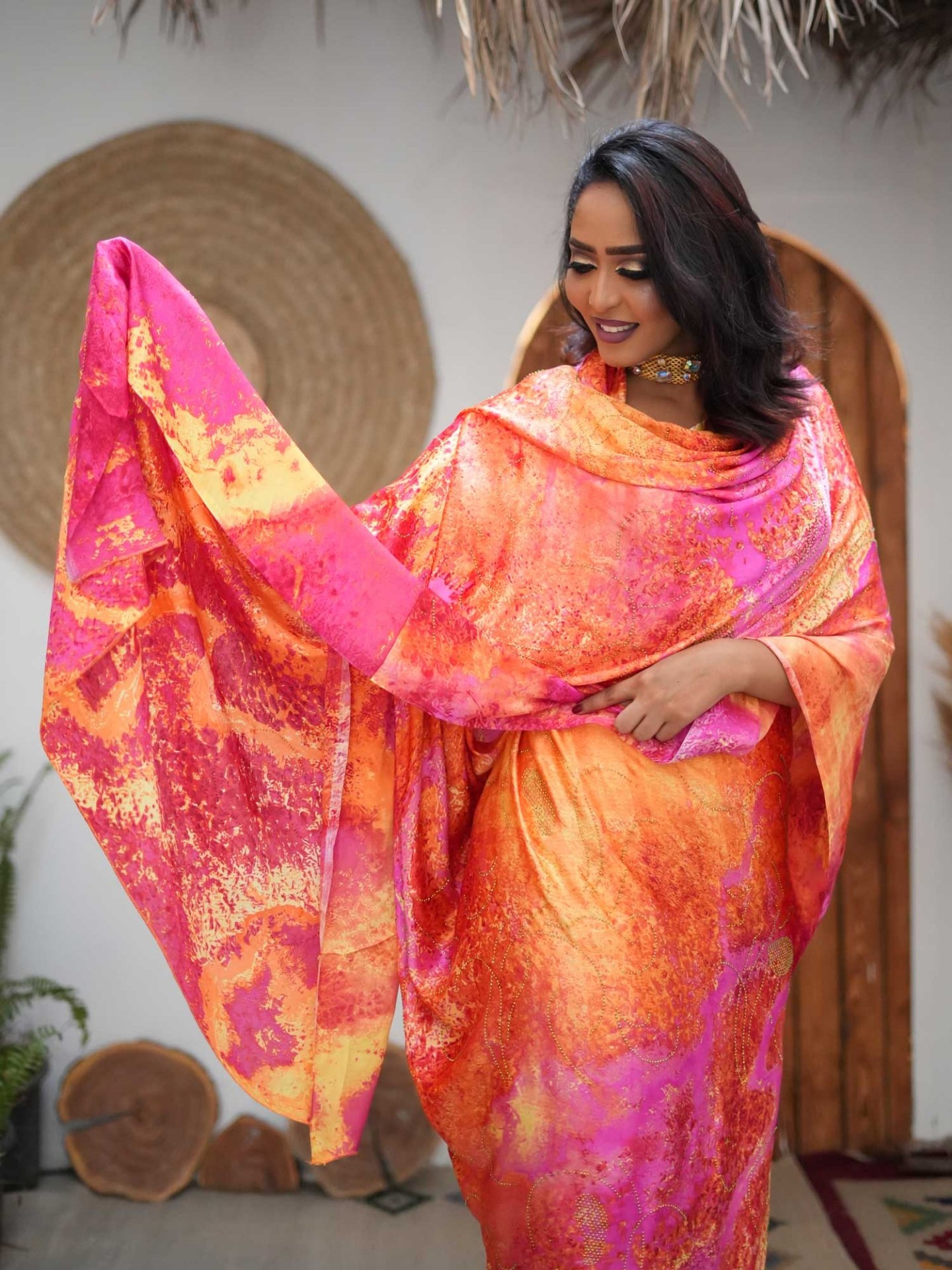 Pink Patterned Tobe